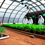 **Theme: Resource Allocation & Ethics**
    "A diverse team of fully clothed astronauts and scientists collaborating in a bright, high-tech biodome on Mars. They are analyzing data and tending to plants, showcasing sustainable resource management. The scene emphasizes collaboration and problem-solving. Safe for work, appropriate content, professional, perfect anatomy, natural proportions, family-friendly."